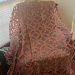 Red and Tan Striped Curtains with Grommets